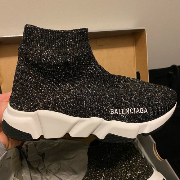 Balenciaga Shoes - Balenciaga black and gold trainers